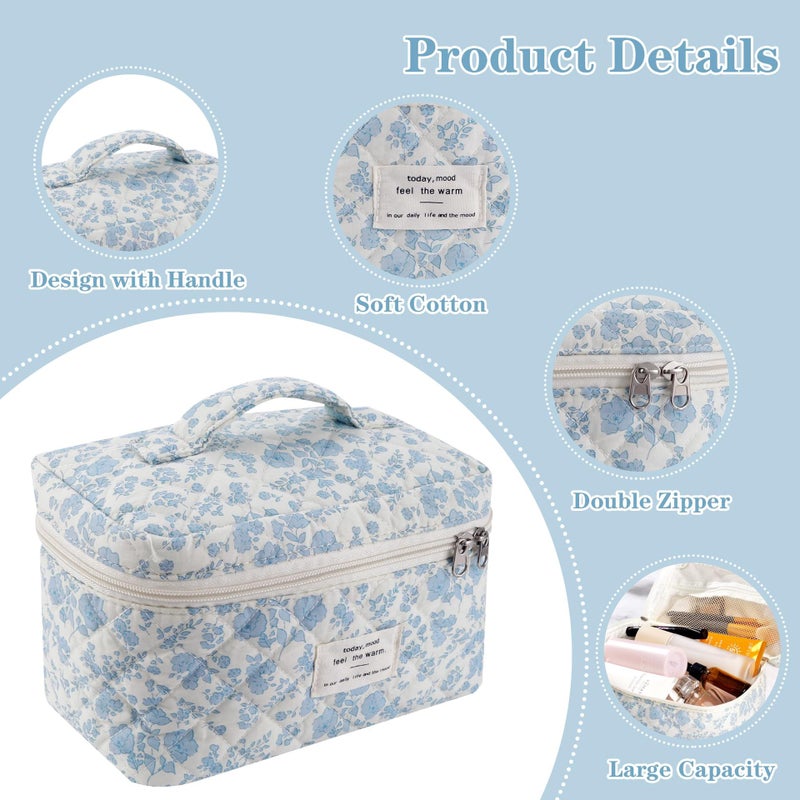 Three-Piece Floral Cosmetic Bag Large Capacity Cosmetic Storage Bag Handbag Popular Portable Travel Bag - Image 5